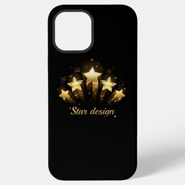 Funda Para iPhone Cinco estrellas de oro sobre negro (Reverso )