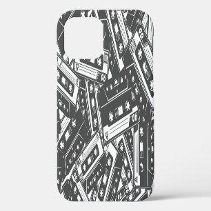 Funda Para iPhone 12 Cinta Cassette: Patrón de cosecha monocromo