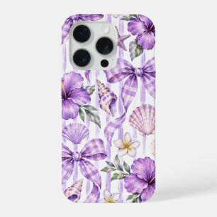 Cinta Coqueta de Gingham Morado Hibisco y Conchas