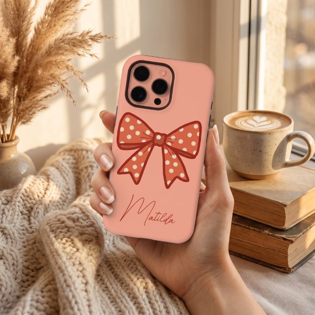 Funda Para iPhone Cinta de lazo de gingham personalizada para chicas (Subido por el creador)