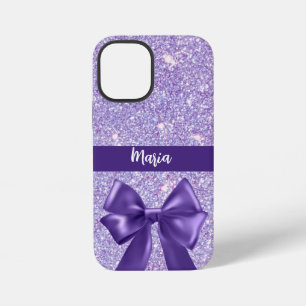 Funda Para iPhone 12 Mini Cinta morada plateada personalizada con brillo
