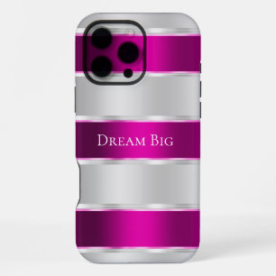 Funda Para iPhone 16 Pro Max Cinta rosa de la Moda Glam SIlver