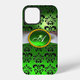 Funda Para iPhone 12 CINTA verde blanca MONOGRAMA de NIÑA DAMASK