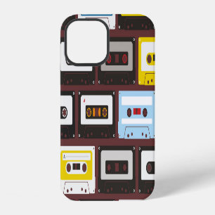 Funda Para iPhone 12 Cintas de audio antiguas, fondo sin costuras.