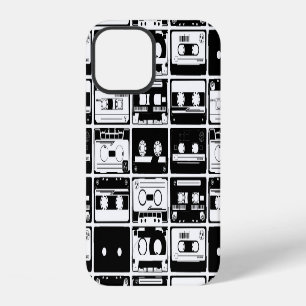 Funda Para iPhone 12 Cintas de audio retro, patrón anticuado.
