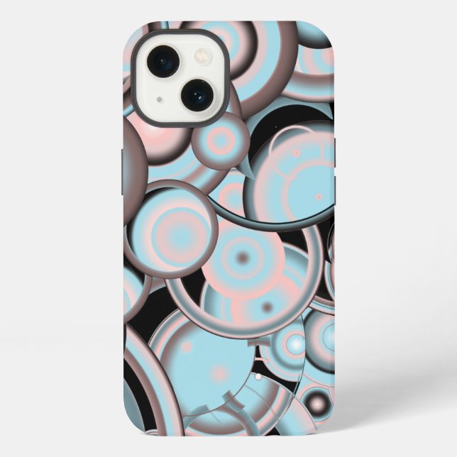Funda Para iPhone Círculo concéntrico de gradiente de negro azul moc (Reverso )
