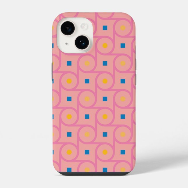 Funda Para iPhone Círculo interconectado rosa moderno de mediados de (Reverso )