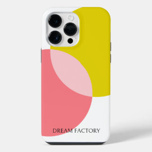 Funda Para iPhone 14 Pro Max Círculos Abstractos Modernos Amarillo Rosa Minimal