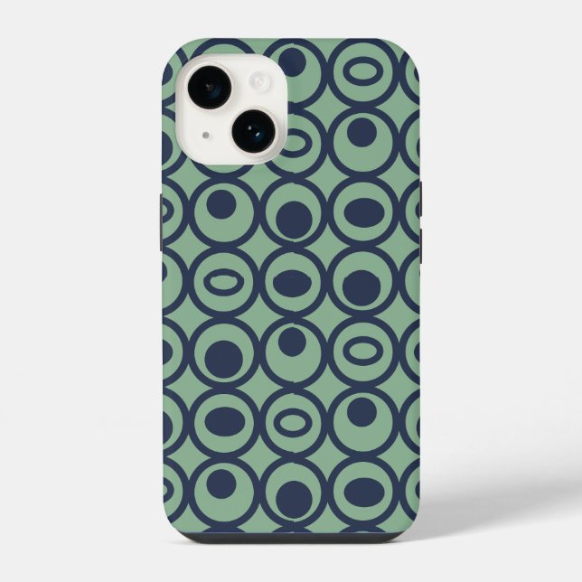 Funda Para iPhone Círculos azules en círculos (Reverso )