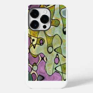 Funda Para iPhone 14 Pro Círculos divertidos locos morados amarillos verdes