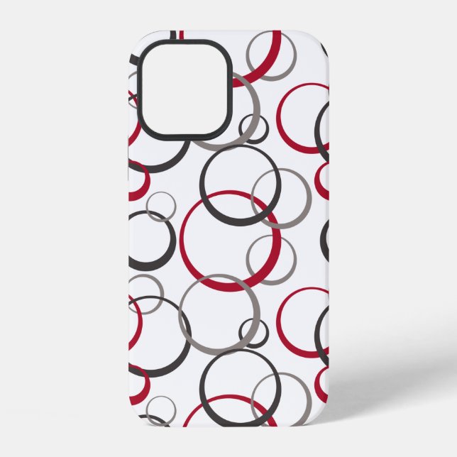 Funda Para iPhone Círculos rojos grises blancos (Reverso )
