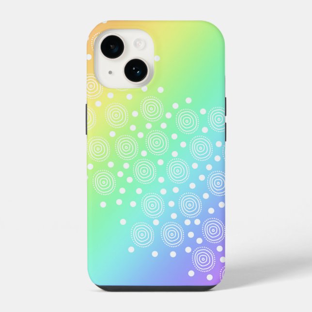 Funda Para iPhone Círculos y puntos gradientes del arco iris (Reverso )