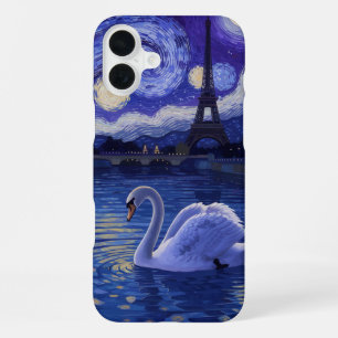 Funda Para iPhone 16 Plus “Cisne en París: Reflejos Estrellados”