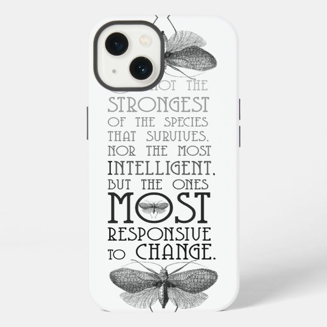 Funda Para iPhone Cita de la evolución de Darwin (Reverso )