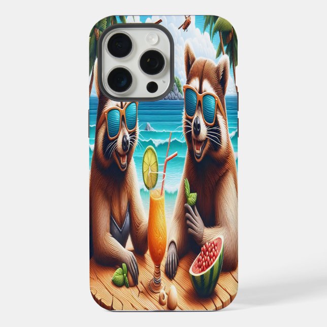 Funda Para iPhone Cita de mapaches (Reverso )