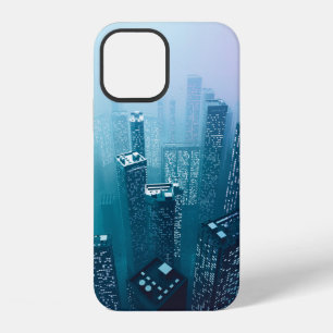 Funda Para iPhone 12 Ciudad futurista céntrica con rascacielos en ciber