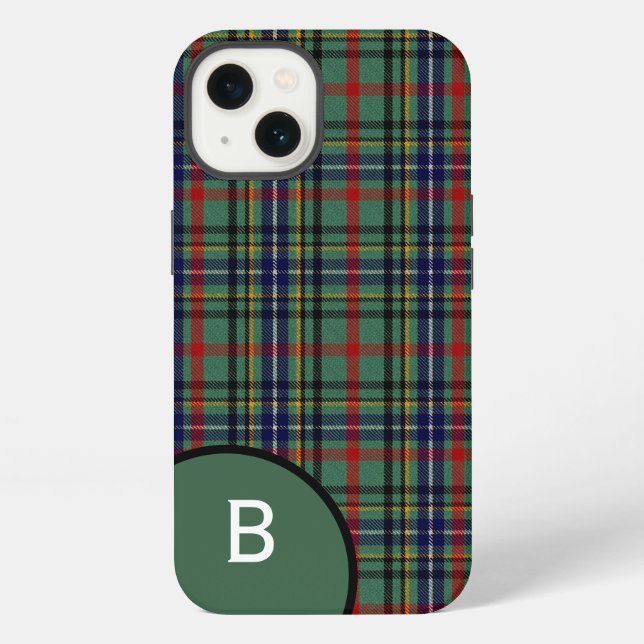 Funda Para iPhone Clan Bisset Plaid Monogrammed (Reverso )