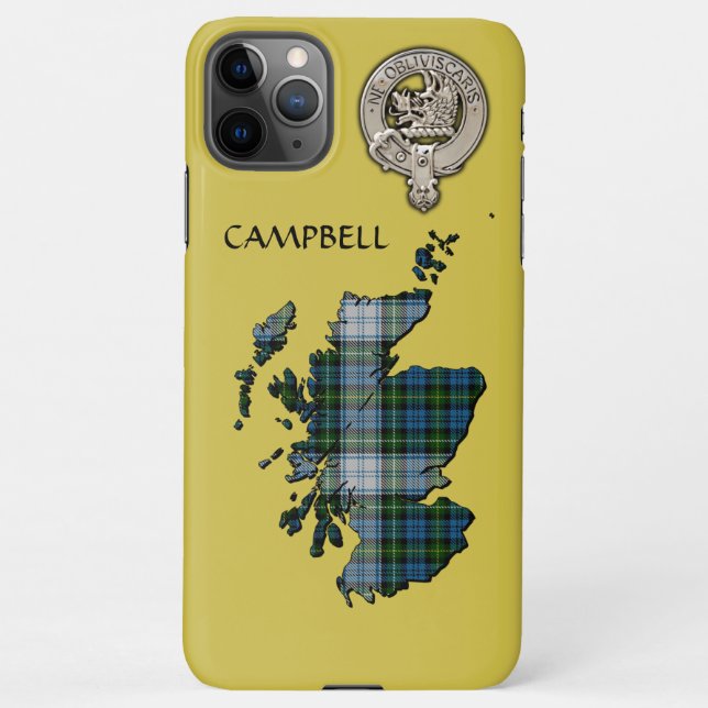 Funda Para iPhone Clan Campbell Escudo y Vestido Mapa Tartán (Reverso)
