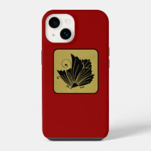 Clan japonés Kamon Red Laquer y la mariposa de oro