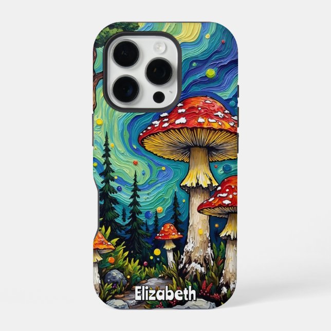 Funda Para iPhone Claro de bosque psicodélico (Reverso )