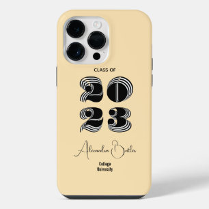 Funda Para iPhone 14 Pro Max Clase de 2023 Tipografía Moderna Negra Graduación