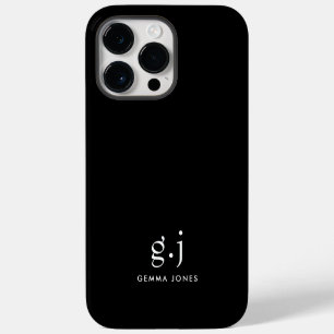 Funda Para iPhone 14 Pro Max Clásico Elegante Monograma Negro Blanco Minimalist