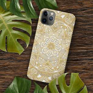 Funda Para iPhone 16 Pro Max Clásico patrón de arte de mandala dorado sobre bla