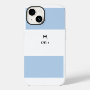 Funda Para iPhone 14 Clásico Simple y Elegante Arco Azul Monograma Nomb