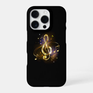 Funda Para iPhone 16 Pro Clave de Sol de Música de Oro