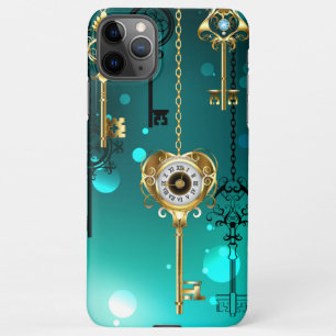 Funda Para iPhone 11Pro Max Claves de esqueleto antiguas sobre fondo verde