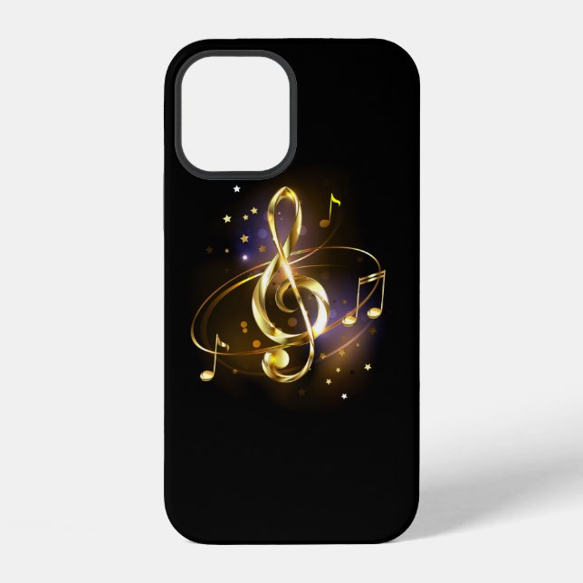 Funda Para iPhone Clef Musical de Triple Dorado (Reverso )