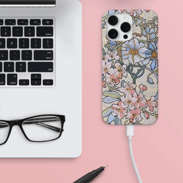 Funda Para iPhone Clematis florido rosa Vine Alphonse Mucha (Subido por el creador)