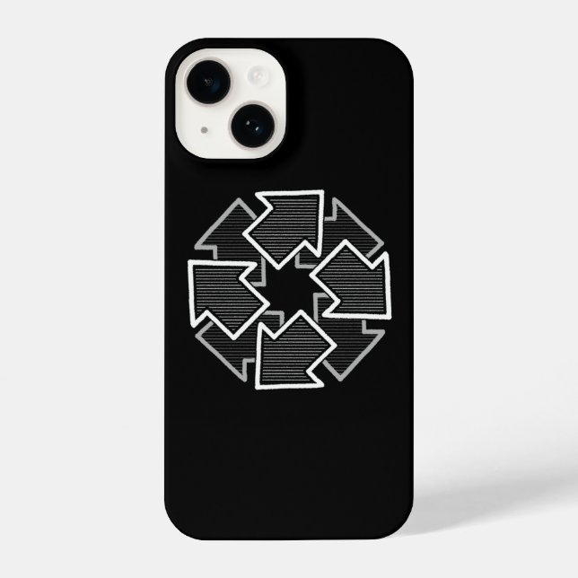 Funda Para iPhone Clockwise Arrows Minimal Geometric Black Variant 2 (Reverso )