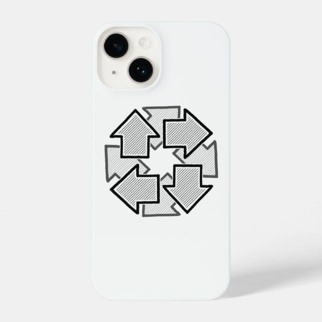 Funda Para iPhone Clockwise Arrows Minimal Geometric White Variant 1 (Reverso )