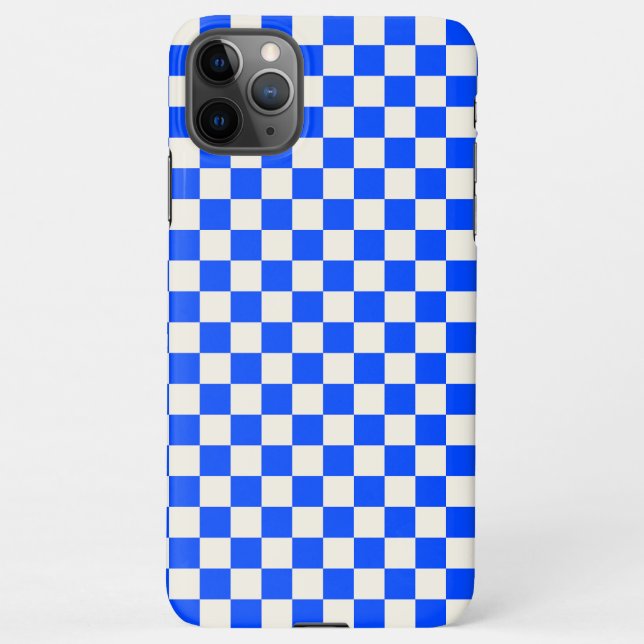 Funda Para iPhone Cobalt and cream checkerboard pattern (Reverso)