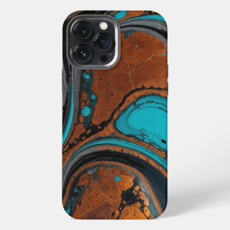 Funda Para iPhone 13 Pro Max Cobre con turquesa abstracto
