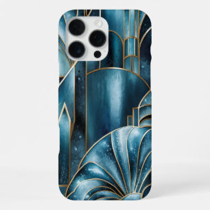 Funda Para iPhone 16 Pro Max Cobre elegante Teal dorado opulento femenino
