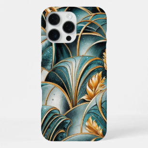 Funda Para iPhone 16 Pro Max Cobre elegante Teal dorado opulento femenino