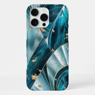 Funda Para iPhone 16 Pro Max Cobre elegante Teal Gold opulento femenino