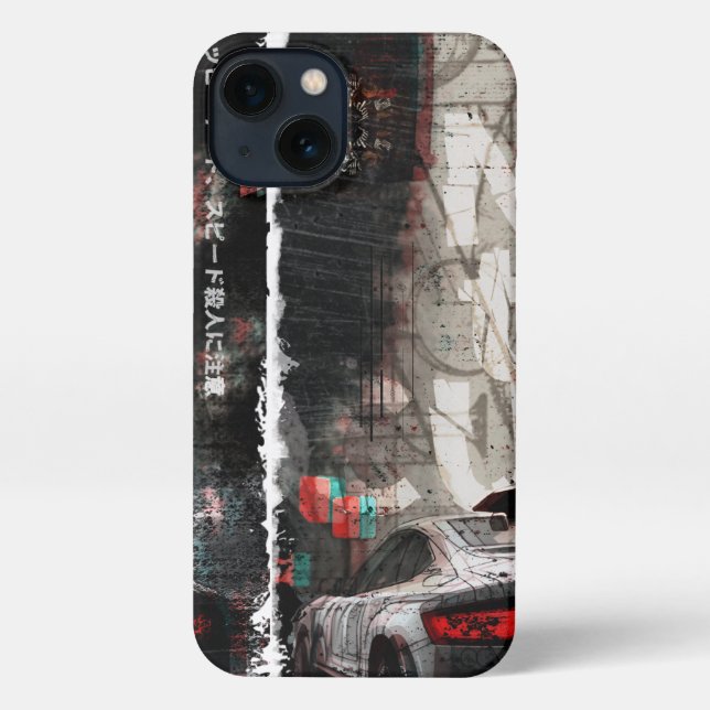 Funda Para iPhone Coche en la ciudad de Tokio iPhone 13 Slim Fit Fun (Reverso )