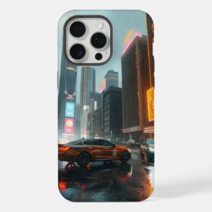 Coches de la ciudad de rascacielos cyberpunk