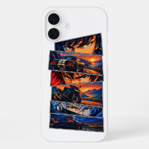 Funda Para iPhone 16 Plus Coches y motocicletas de anime de carreras Estétic