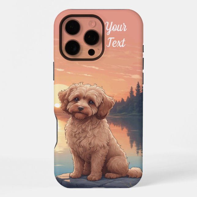 Funda Para iPhone Cockapoo junto al lago (Reverso )