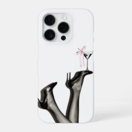 Funda Para iPhone 16 Pro Cocktail de raya rosa chic