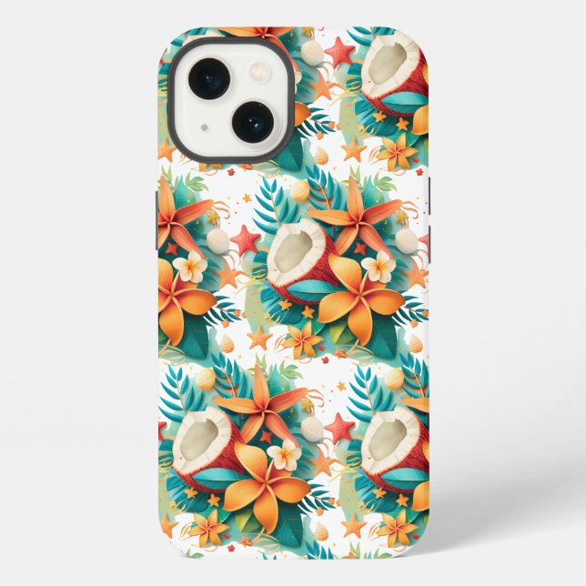 Funda Para iPhone Coco con flores y conchas (Reverso )