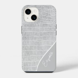 Funda Para iPhone 14 Cocodrilo gris perla personalizado