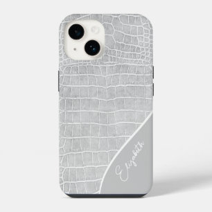 Funda Para iPhone 14 Cocodrilo gris perla personalizado