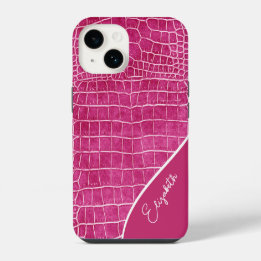 Funda Para iPhone 14 Cocodrilo rosa caliente personalizado
