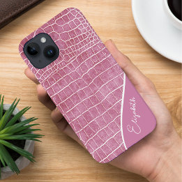 Funda Para iPhone 14 Cocodrilo rosa personalizado