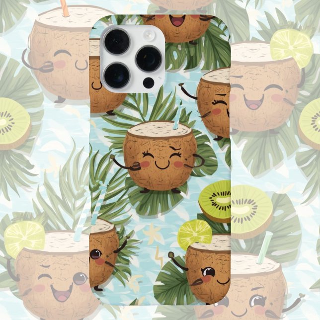 Funda Para iPhone Coconut & Kiwi Coolers | Playful Tropical Fruit  (Subido por el creador)